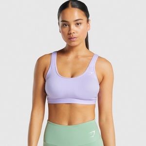 GYMSHARK light purple lavender sports bra built in cups